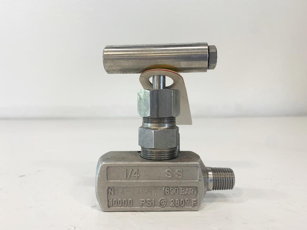 Lot of (2) KF 1/4" NPT Stainless Steel Needle Valve N14-145HT